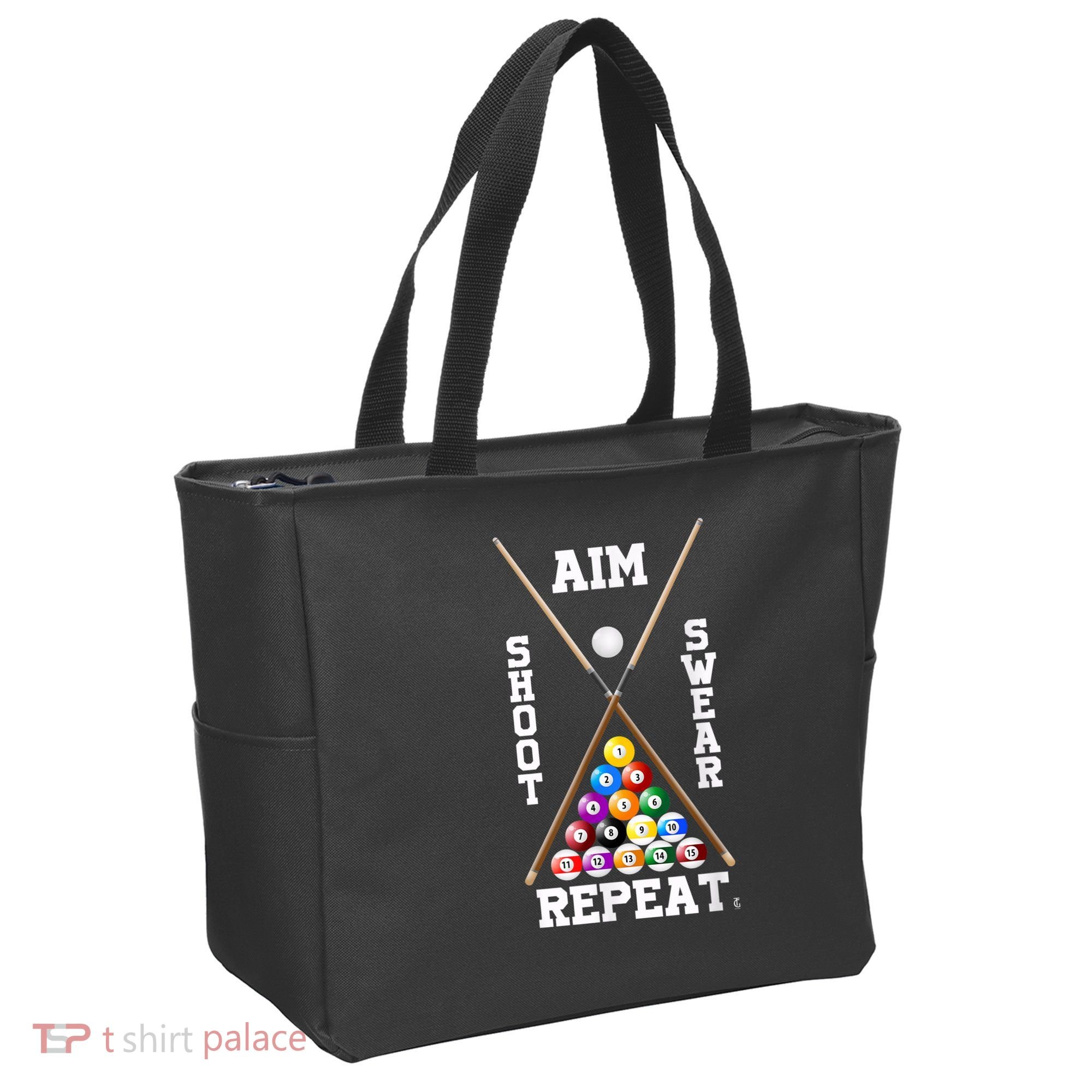 Billiard Pool Player Play Sport Aim Shoot Swear Repeat Tote Bag