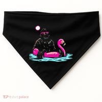 Bigfoot Pool Party Flamingo Funny Sasquatch Pink Float USA-Made Doggie Bandana thumb 0