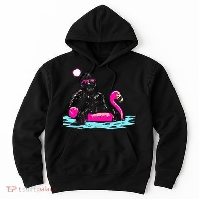 Bigfoot Pool Party Flamingo Funny Sasquatch Pink Float Hoodie