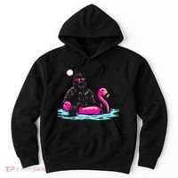 Bigfoot Pool Party Flamingo Funny Sasquatch Pink Float Hoodie thumb 0