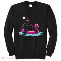 Bigfoot Pool Party Flamingo Funny Sasquatch Pink Float Sweatshirt thumb 0