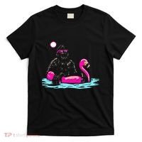 Bigfoot Pool Party Flamingo Funny Sasquatch Pink Float T-Shirt thumb 0