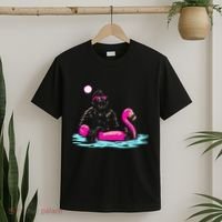 Bigfoot Pool Party Flamingo Funny Sasquatch Pink Float T-Shirt thumb 2