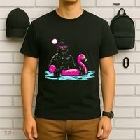Bigfoot Pool Party Flamingo Funny Sasquatch Pink Float T-Shirt thumb 6