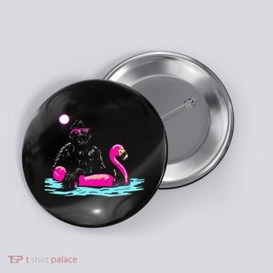Bigfoot Pool Party Flamingo Funny Sasquatch Pink Float Button