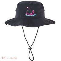 Bigfoot Pool Party Flamingo Funny Sasquatch Pink Float Bucket Hat thumb 0