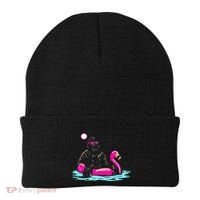 Bigfoot Pool Party Flamingo Funny Sasquatch Pink Float Beanie thumb 0