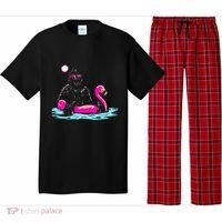 Bigfoot Pool Party Flamingo Funny Sasquatch Pink Float Pajama Set thumb 0