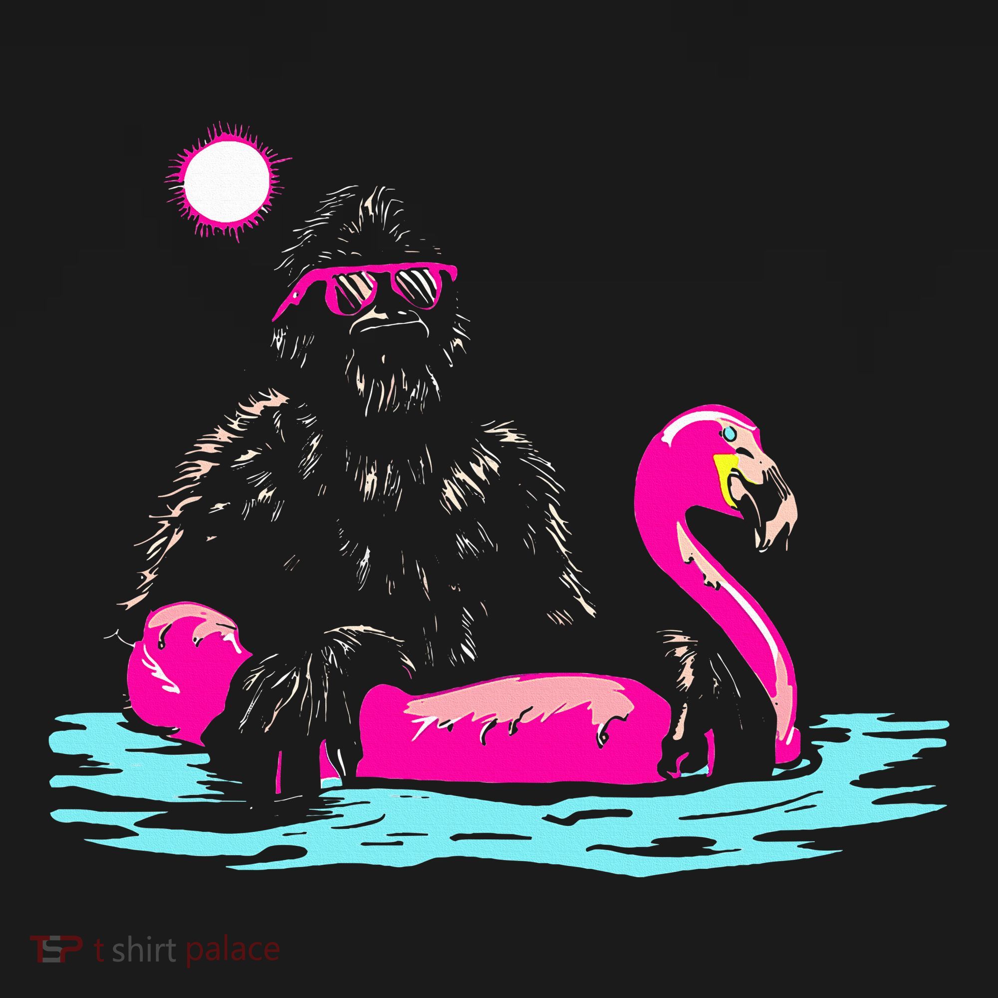Bigfoot Pool Party Flamingo Funny Sasquatch Pink Float Women's Hoodie