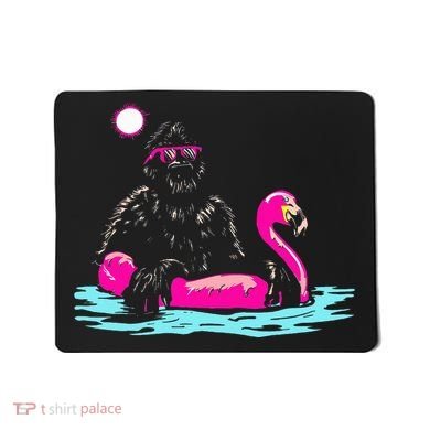 Bigfoot Pool Party Flamingo Funny Sasquatch Pink Float Mousepad
