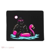 Bigfoot Pool Party Flamingo Funny Sasquatch Pink Float Mousepad thumb 0
