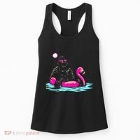 Bigfoot Pool Party Flamingo Funny Sasquatch Pink Float Women's Tank Top thumb 0