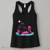 Bigfoot Pool Party Flamingo Funny Sasquatch Pink Float Women's Tank Top thumb 3
