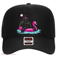 Bigfoot Pool Party Flamingo Funny Sasquatch Pink Float Hat thumb 0