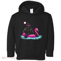 Bigfoot Pool Party Flamingo Funny Sasquatch Pink Float Toddler Hoodie thumb 0