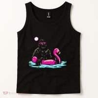Bigfoot Pool Party Flamingo Funny Sasquatch Pink Float Tank Top thumb 2