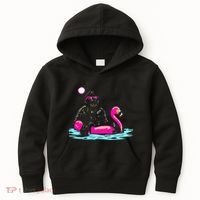 Bigfoot Pool Party Flamingo Funny Sasquatch Pink Float Kids Hoodie thumb 0