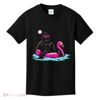 Bigfoot Pool Party Flamingo Funny Sasquatch Pink Float Kids T-Shirt thumb 0
