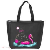 Bigfoot Pool Party Flamingo Funny Sasquatch Pink Float Tote Bag thumb 0