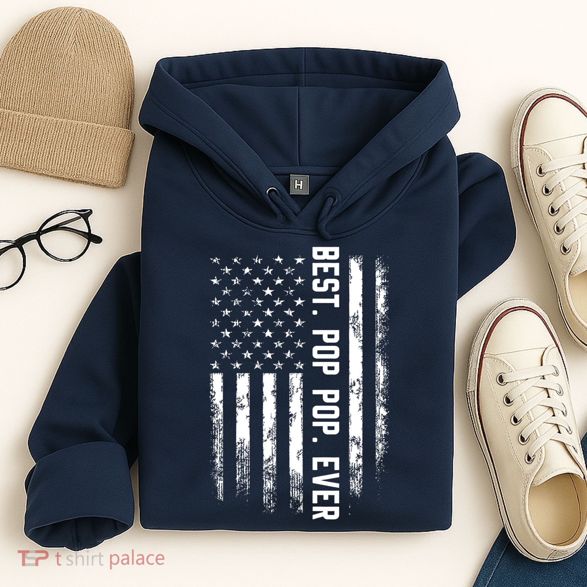 Best Pop Pop Ever American Flag Gift For Men Father's Day Hoodie