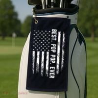 Best Pop Pop Ever American Flag Gift For Men Father's Day Golf Towel thumb 2