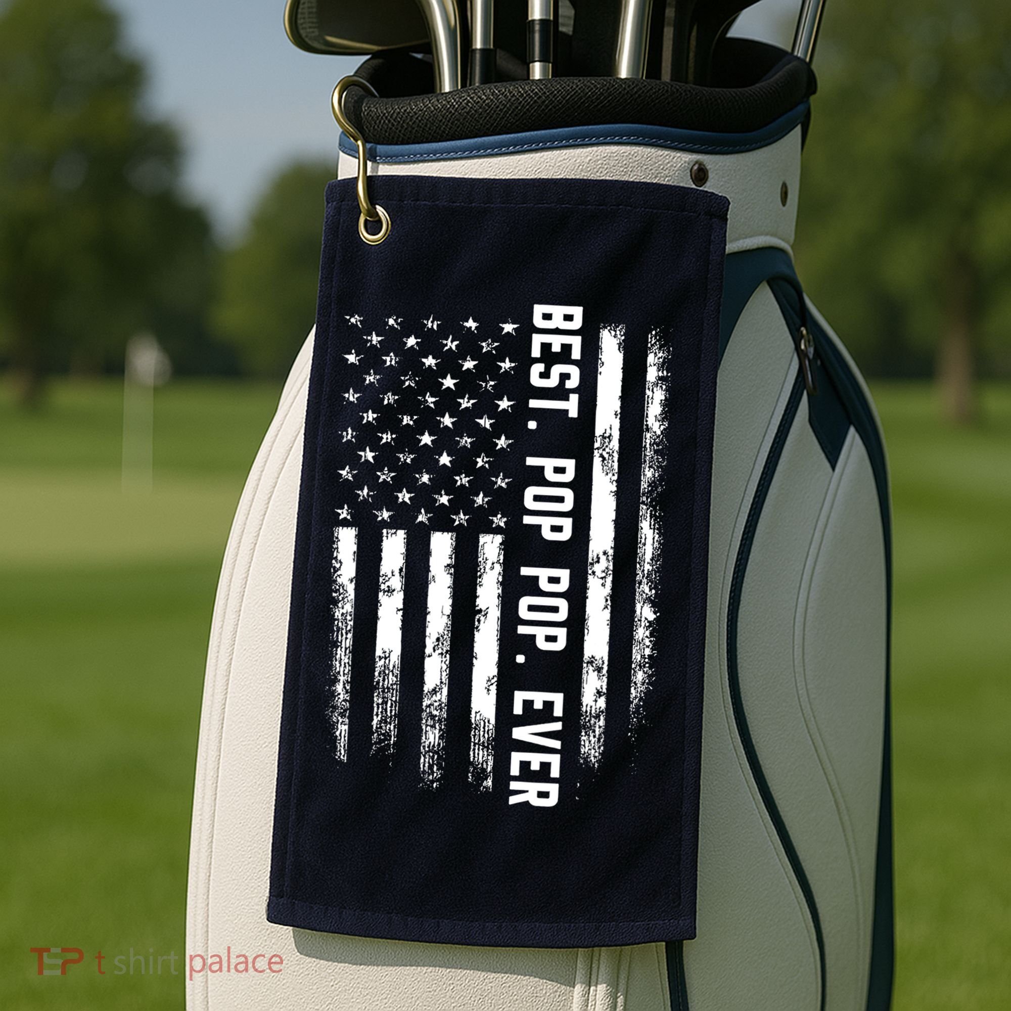 Best Pop Pop Ever American Flag Gift For Men Father's Day Golf Towel