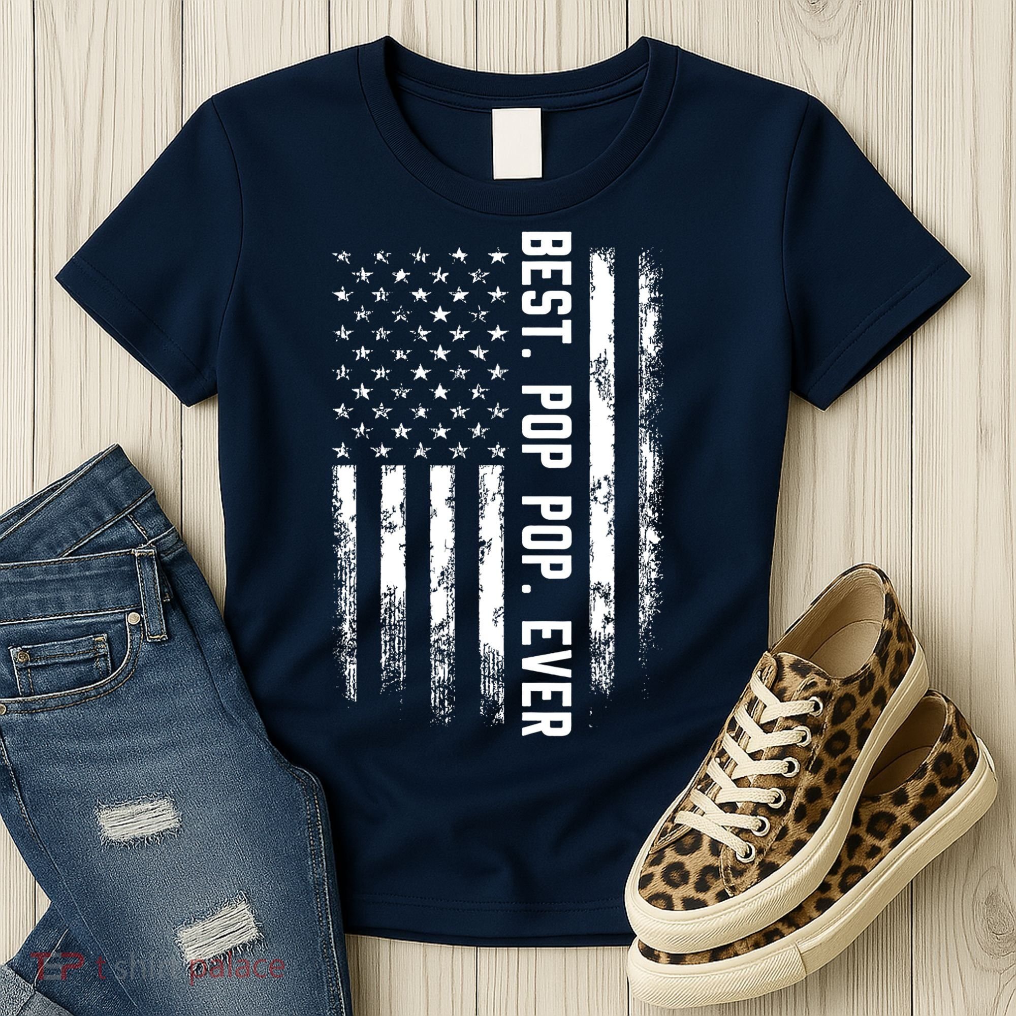 Best Pop Pop Ever American Flag Gift For Men Father's Day Women's T-Shirt