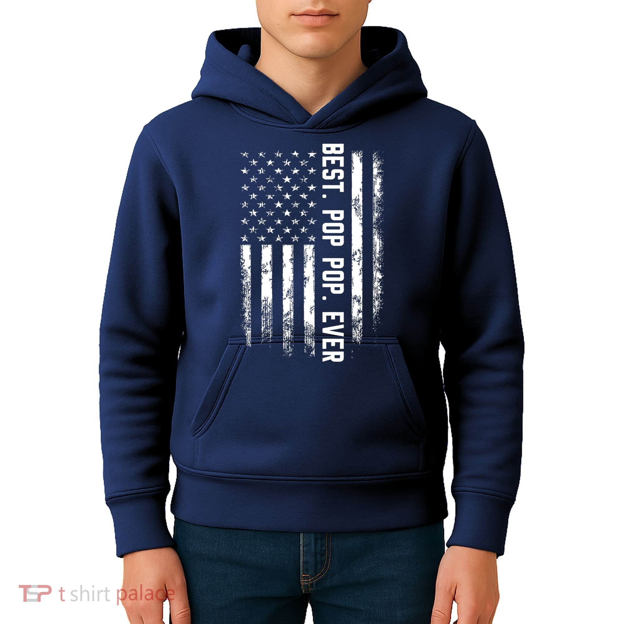 Best Pop Pop Ever American Flag Gift For Men Father's Day Kids Hoodie