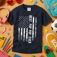 Best Pop Pop Ever American Flag Gift For Men Father's Day Kids T-Shirt thumb 3