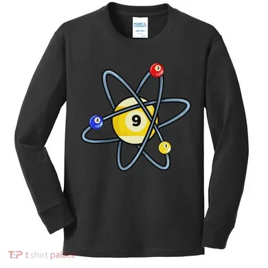 Billiard Pool Player 9 Ball Kids Long Sleeve Shirt