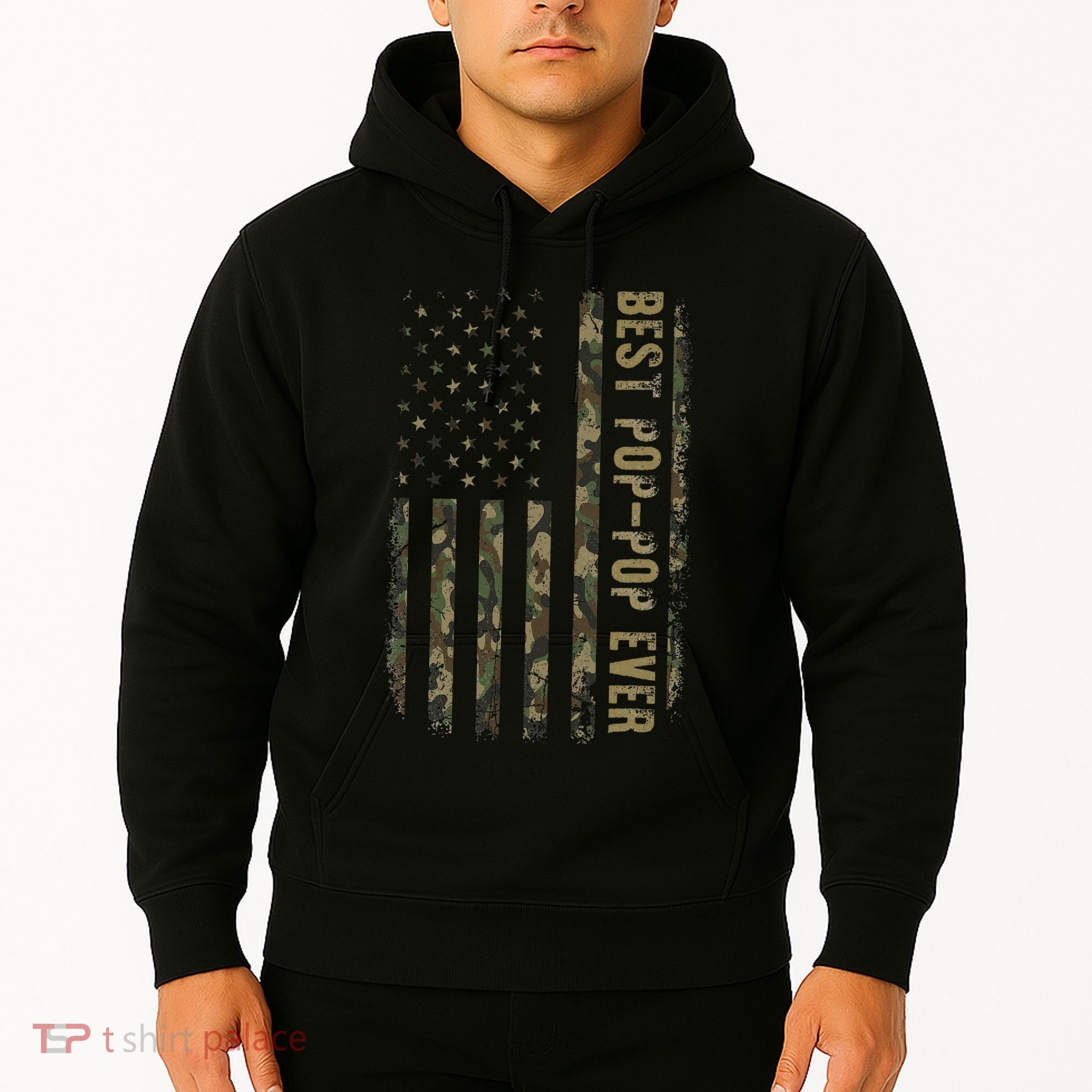 Best Pop Pop Ever Camouflage American Flag FatherS Day Hoodie