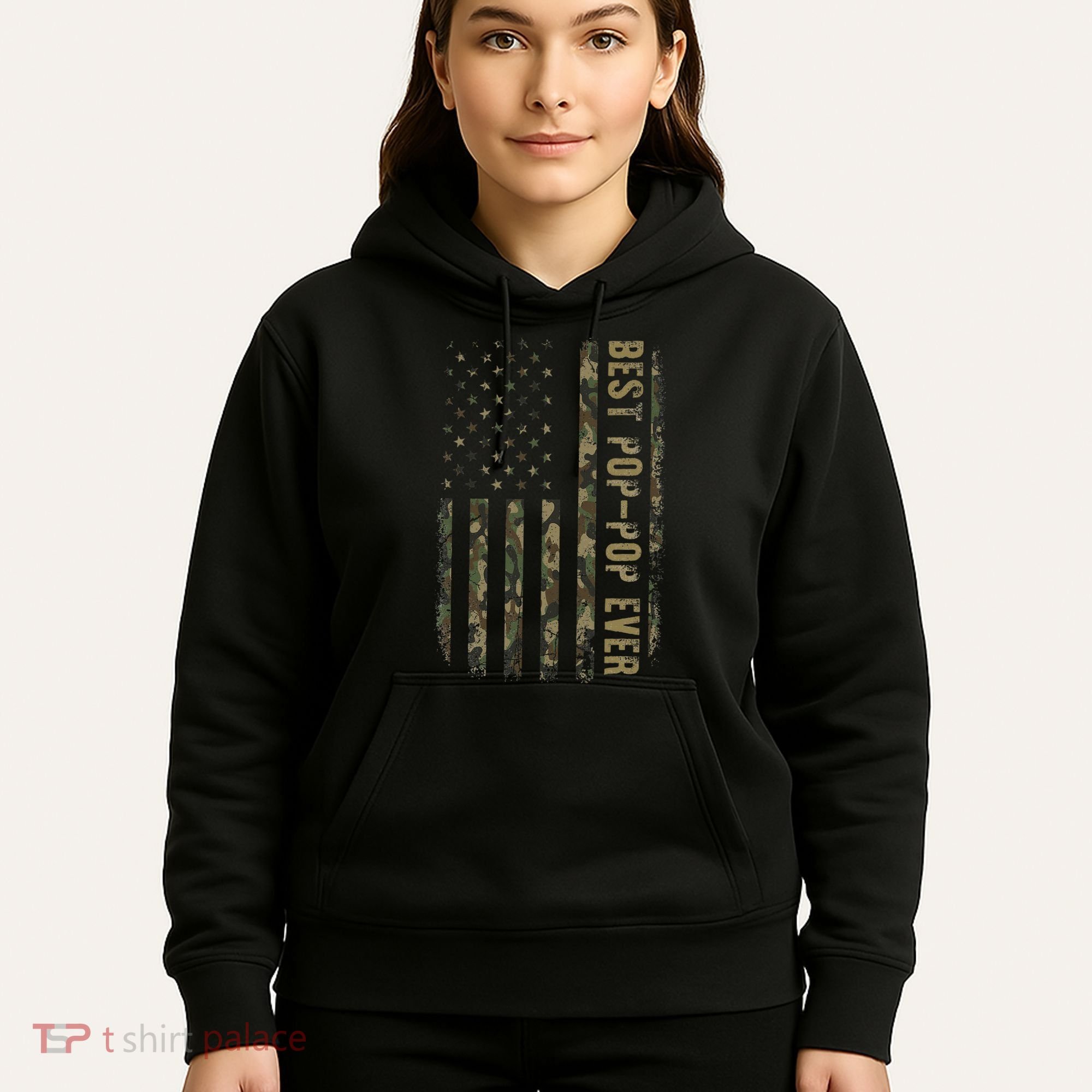 Best Pop Pop Ever Camouflage American Flag FatherS Day Hoodie