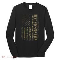 Best Pop Pop Ever Camouflage American Flag FatherS Day Long Sleeve Shirt thumb 0