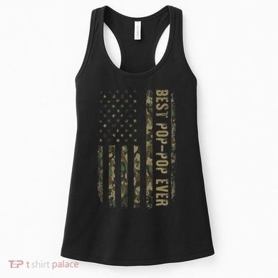 Best Pop Pop Ever Camouflage American Flag FatherS Day Women's Tank Top