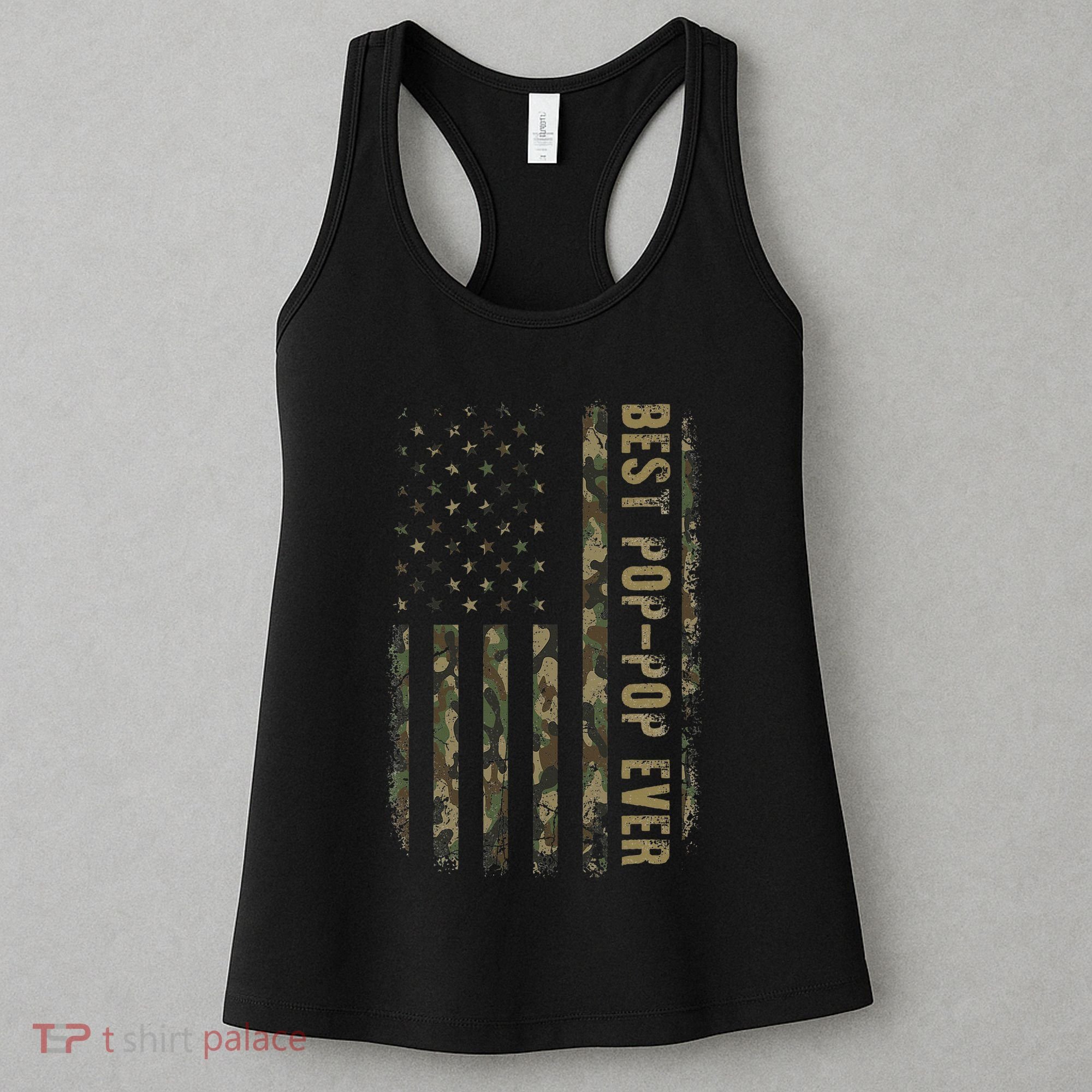 Best Pop Pop Ever Camouflage American Flag FatherS Day Women's Tank Top