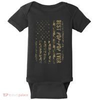 Best Pop Pop Ever Camouflage American Flag FatherS Day Baby Bodysuit thumb 0