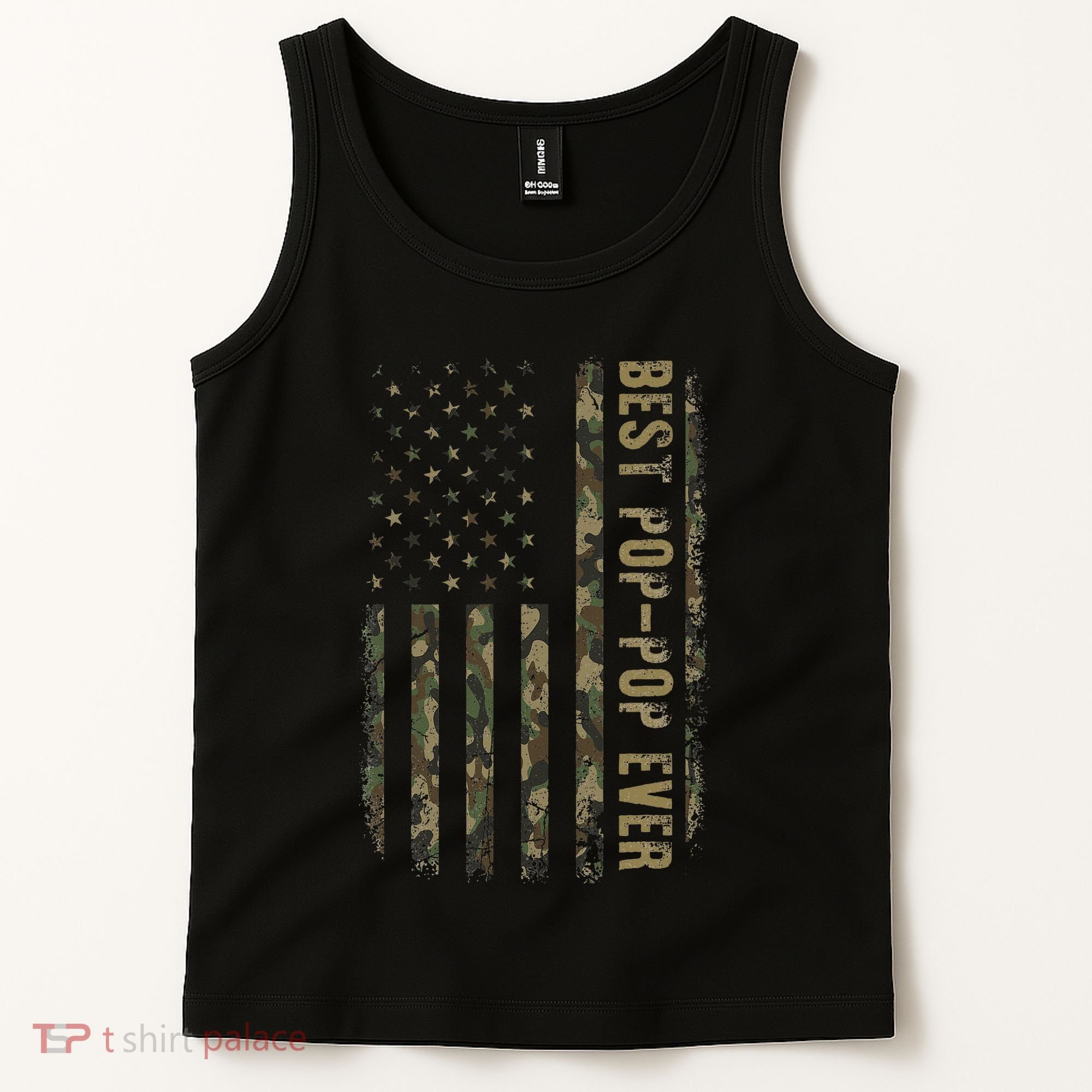 Best Pop Pop Ever Camouflage American Flag FatherS Day Tank Top