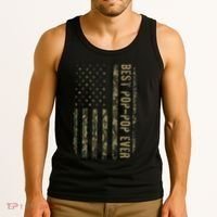 Best Pop Pop Ever Camouflage American Flag FatherS Day Tank Top thumb 3