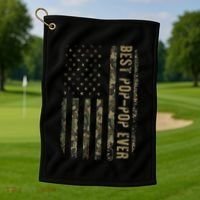 Best Pop Pop Ever Camouflage American Flag FatherS Day Golf Towel thumb 1