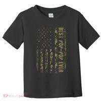 Best Pop Pop Ever Camouflage American Flag FatherS Day Toddler T-Shirt thumb 0