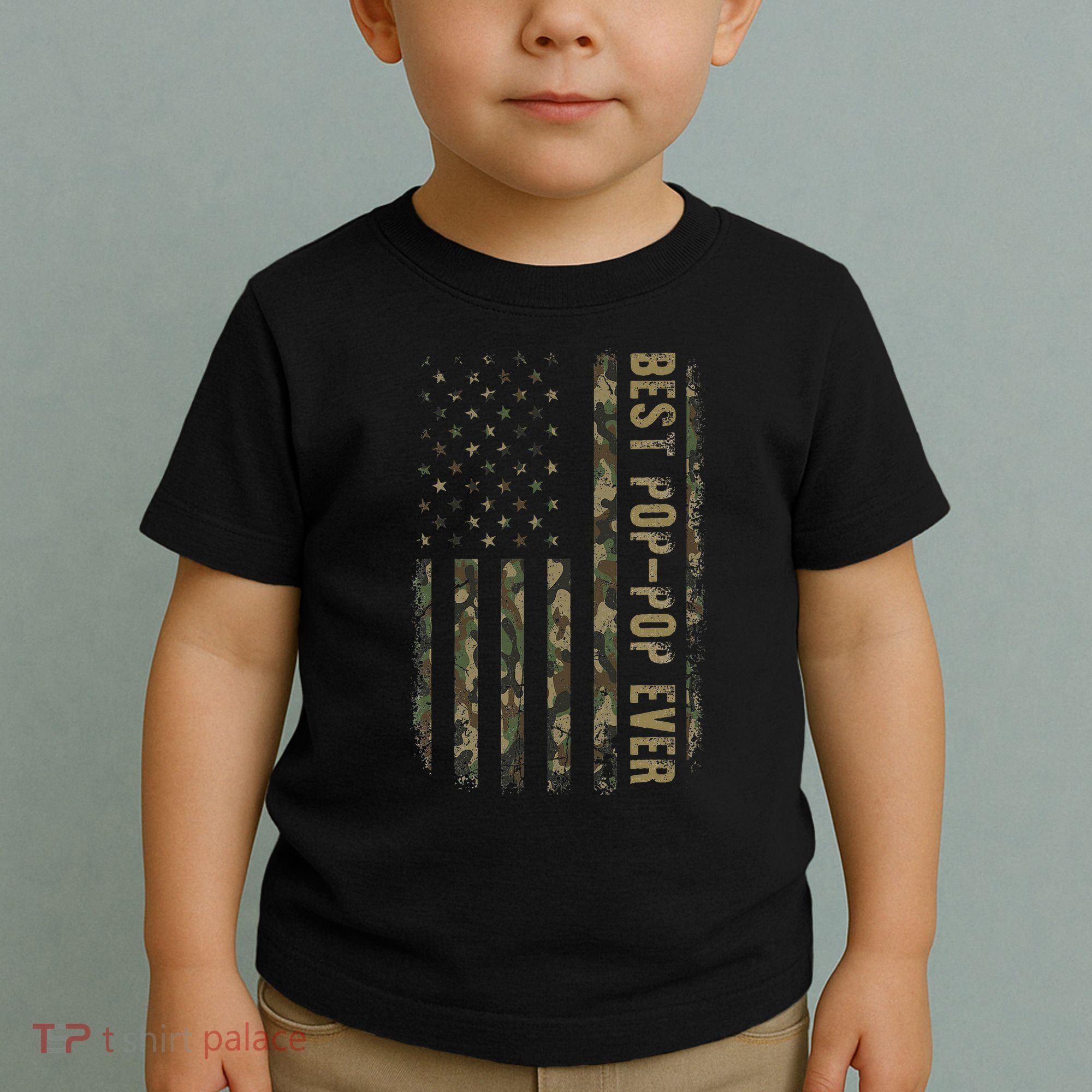 Best Pop Pop Ever Camouflage American Flag FatherS Day Toddler T-Shirt