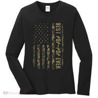 Best Pop Pop Ever Camouflage American Flag FatherS Day Women's Long Sleeve Shirt thumb 0