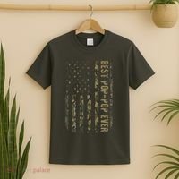Best Pop Pop Ever Camouflage American Flag FatherS Day T-Shirt thumb 2