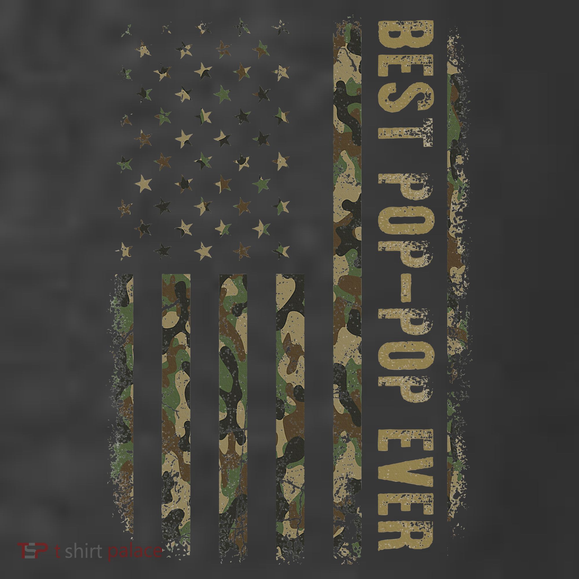 Best Pop Pop Ever Camouflage American Flag FatherS Day T-Shirt