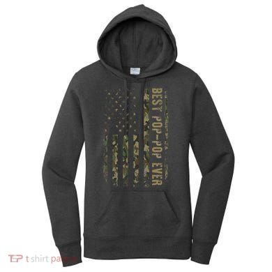 Best Pop Pop Ever Camouflage American Flag FatherS Day Women's Hoodie