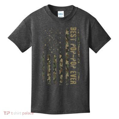 Best Pop Pop Ever Camouflage American Flag FatherS Day Kids T-Shirt