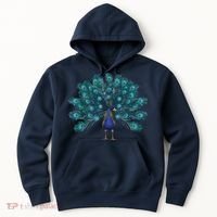 Blue Peacock Print Teal Feathers Bird Lover Men Women Gifts Hoodie thumb 0