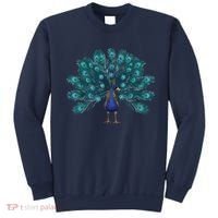 Blue Peacock Print Teal Feathers Bird Lover Men Women Gifts Sweatshirt thumb 0