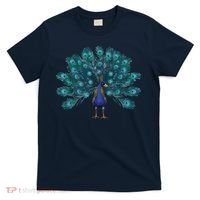 Blue Peacock Print Teal Feathers Bird Lover Men Women Gifts T-Shirt thumb 0