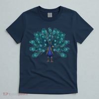 Blue Peacock Print Teal Feathers Bird Lover Men Women Gifts T-Shirt thumb 5